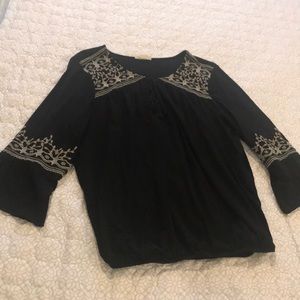 Style & Co black 3/4 blouse with a tie neck line
